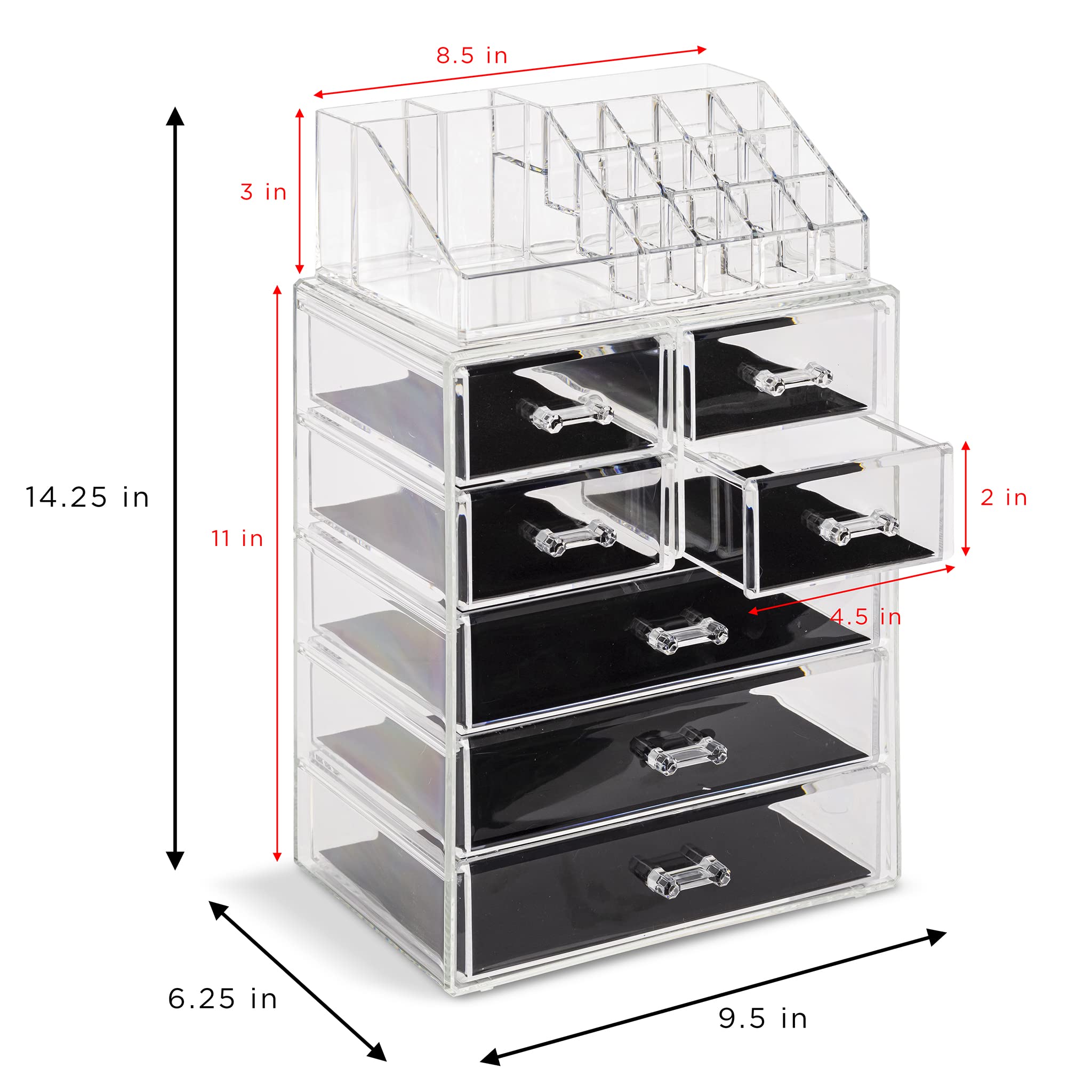Sorbus countertop makeup storage provides visibility and quick selection