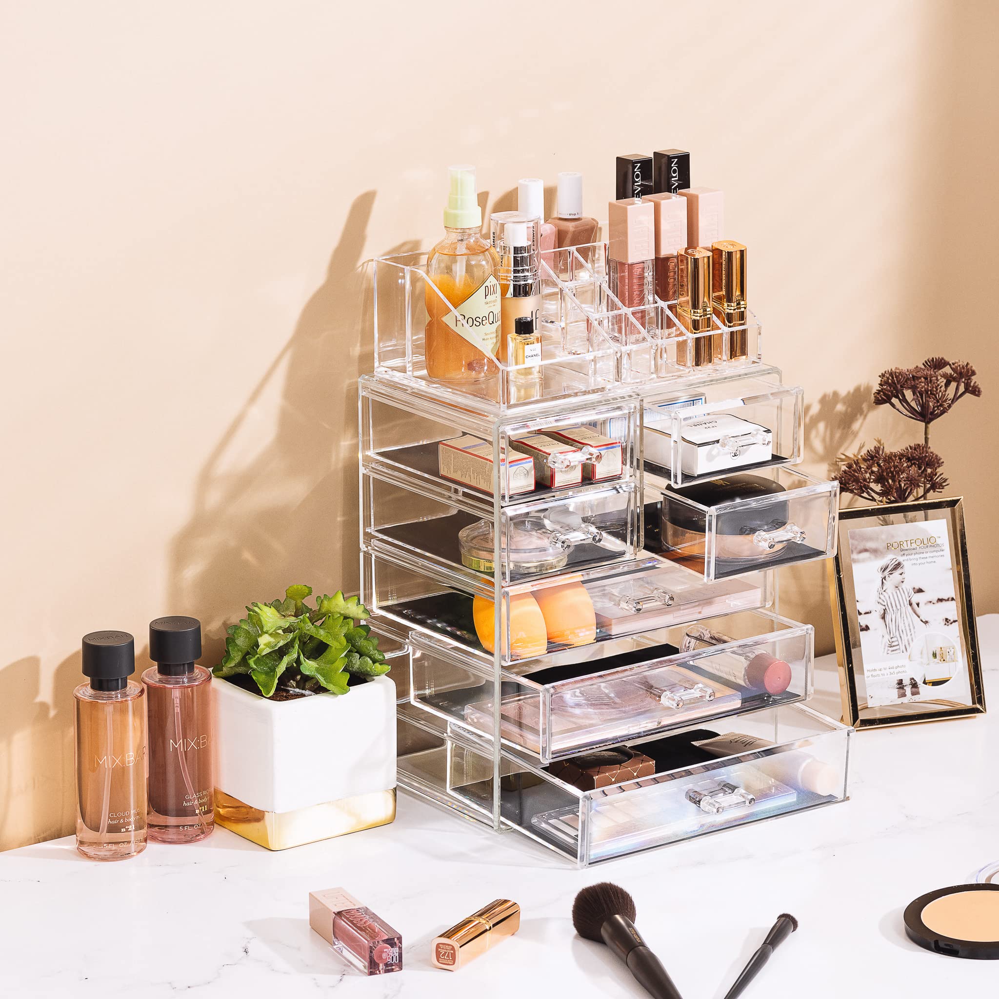 Sorbus easy access makeup organization on a vanity or dresser