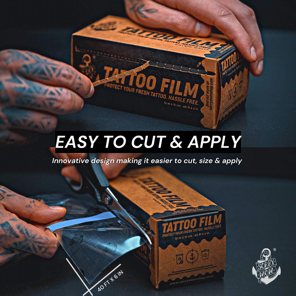 Sorry Mom tattoo cover cutting-ready film for precise, easy application.