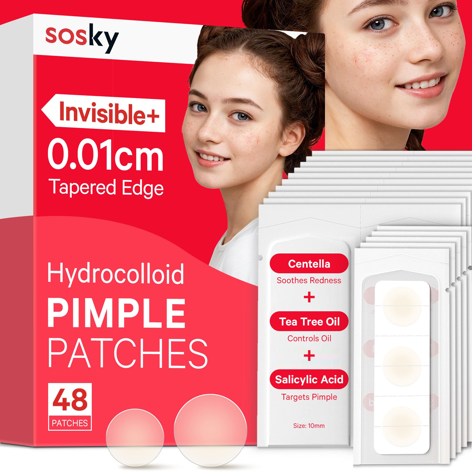 Sosky pimple patches invisible on skin for discrete daytime coverage