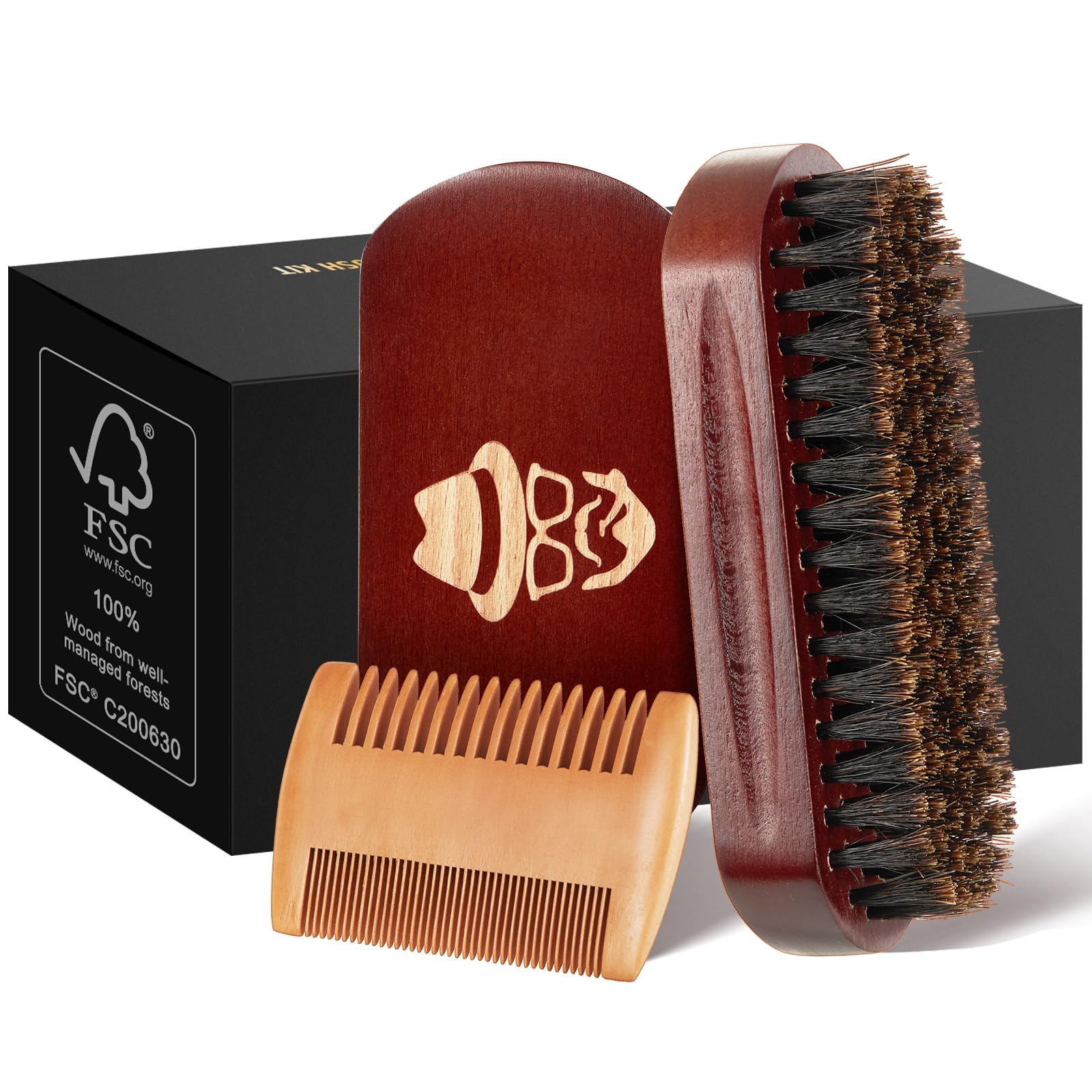 Sosoon beard brush durable wood construction for long-lasting use
