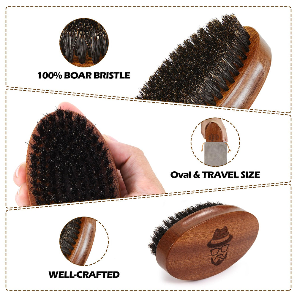 Sosoon beard brush close-up on wood handle with boar bristles