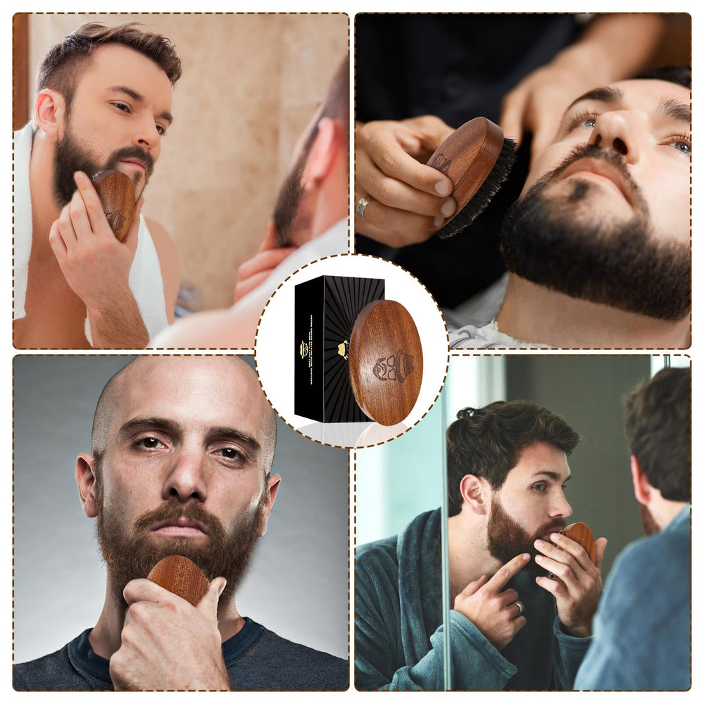 Sosoon beard brush in use smoothing tangles and distributing oils