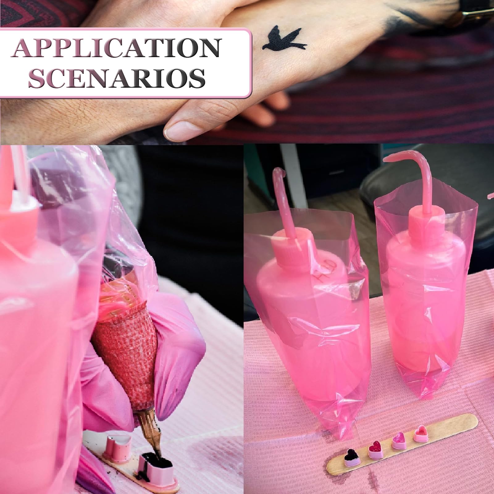 SOTICA 250-bolsas-lavado-rosadas facilitan cubrir y ordenar botellas en estudio