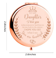 Soulpetals compact mirror 2-5-inch diameter fits easily in a handbag for on-the-go touchups.