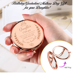 Soulpetals rose-gold two-sided compact mirror with 2x magnification for precise makeup checks.