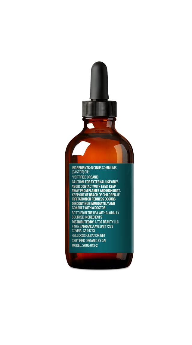 SOULSATION aceite de castor orgánico para piel y cabello, uso diario para brillo saludable.