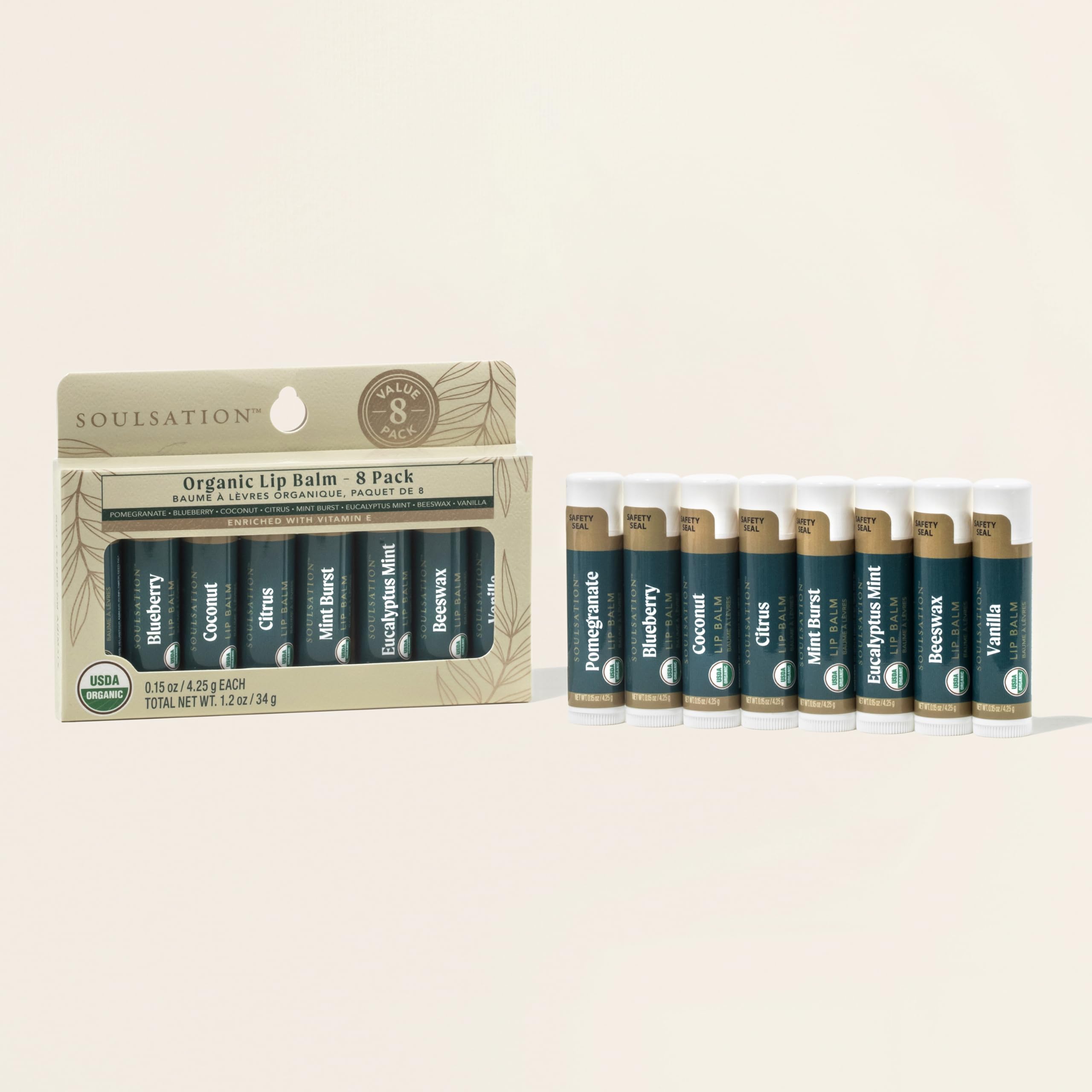 Conjunto de bálsamo labial SOULSATION para uso diario y protección en cualquier lugar