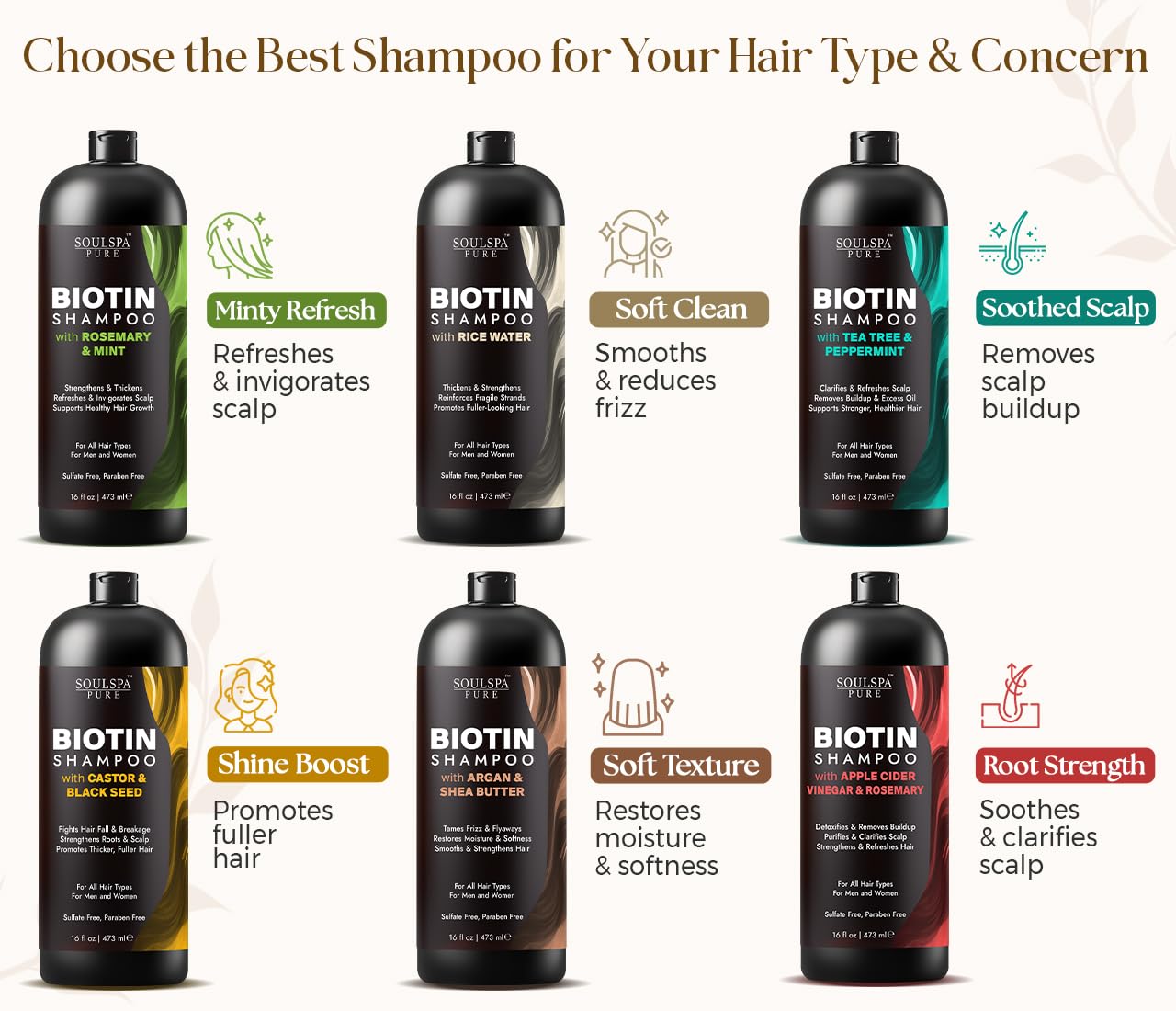 SOULSPA PURE Biotin Rice Water hair after use shows increased fullness and bounce.