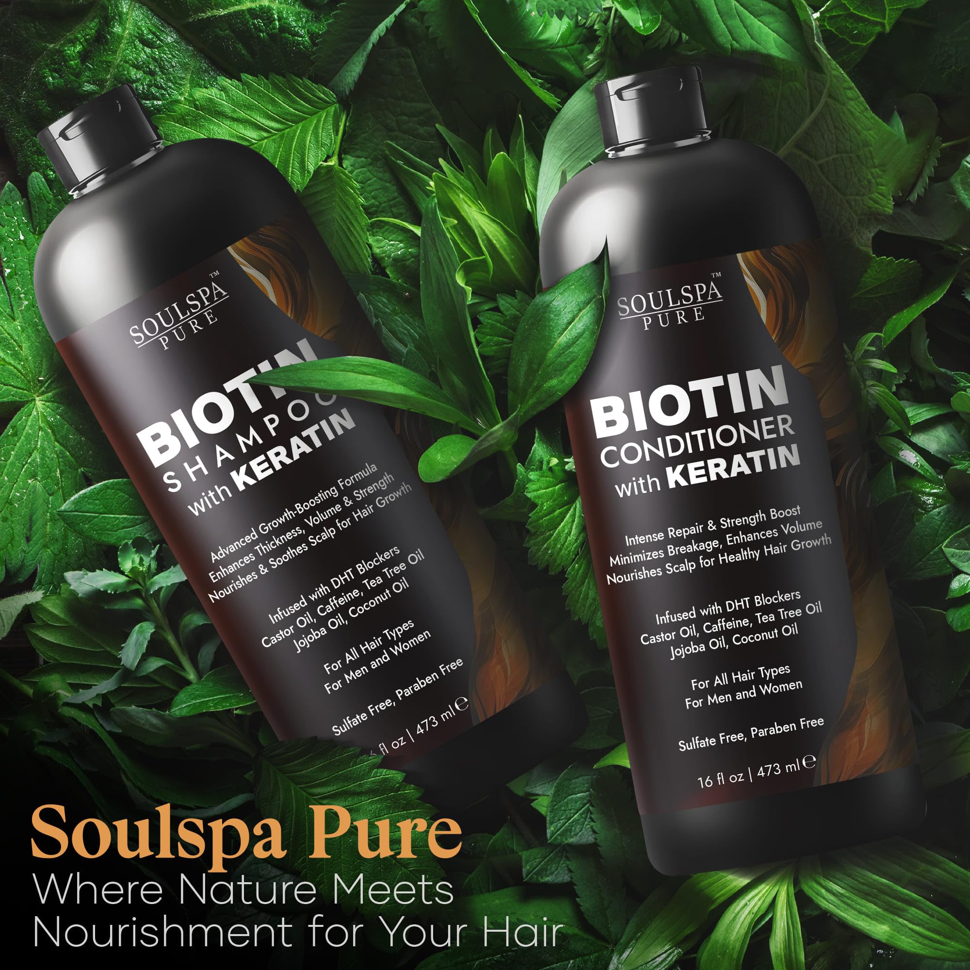 SoulSpa Pure Product collection mockup presents premium anti-thinning routine