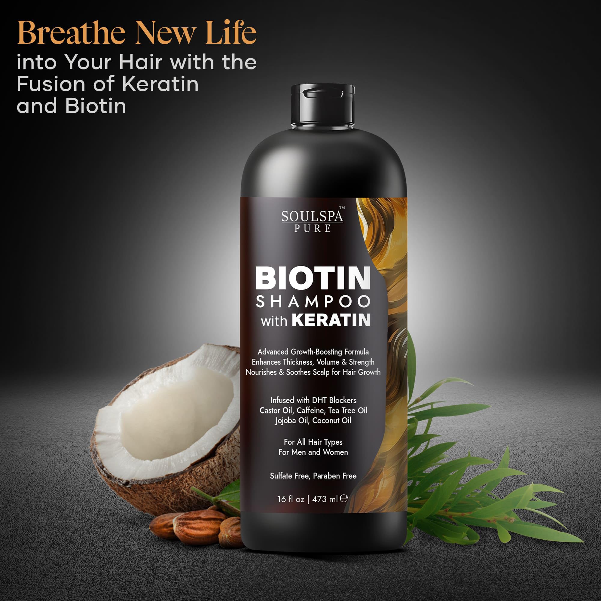 SOULSPA PURE Scalp massage scene conveys relaxing routines with hydrating formula.