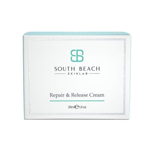 South Beach Skin Lab Repair & Release cream application on skin provides lightweight daily moisture.