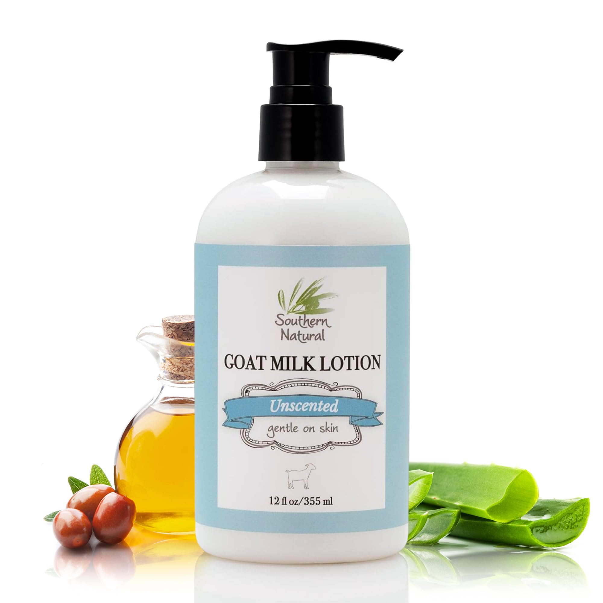Southern Natural Goat Milk Lotion, botella frontal para hidratación suave