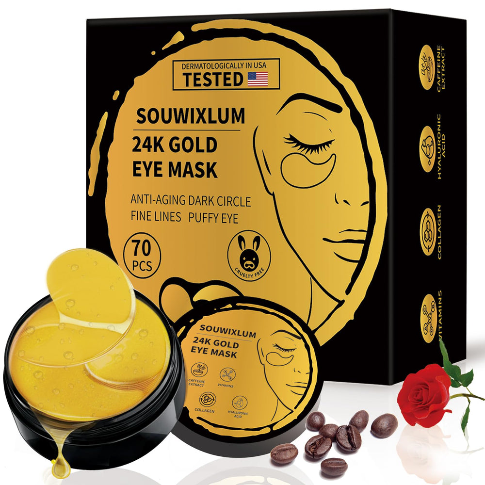 Parches ojos dorados 24K de Souwixlum para uso directo y revitalizar la mirada.
