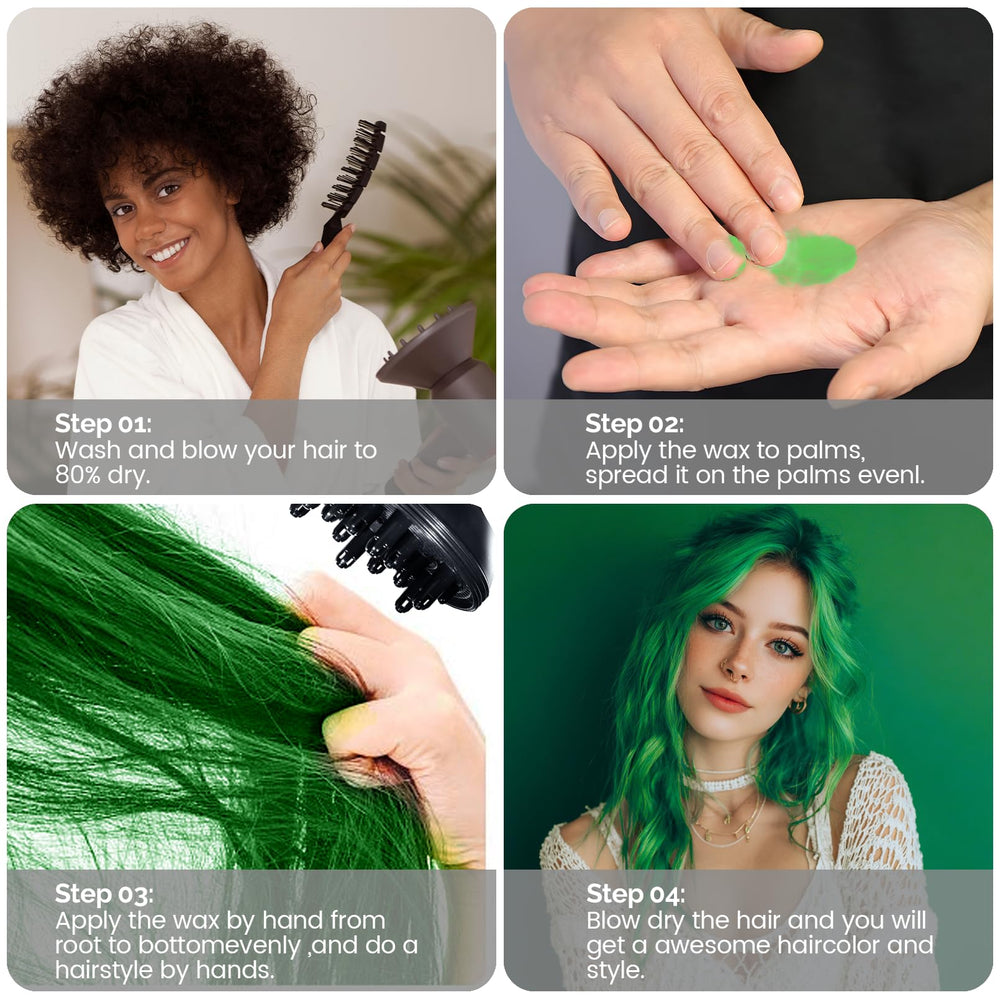 SOVONCARE Green Temporary Hair Color Wax men's style shows easy, safe color