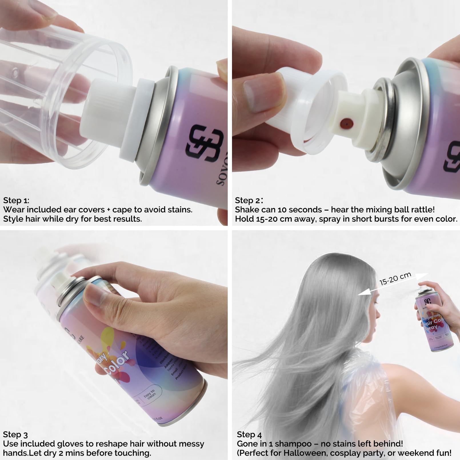 Washable formula easily rinses out after a night of color fun.