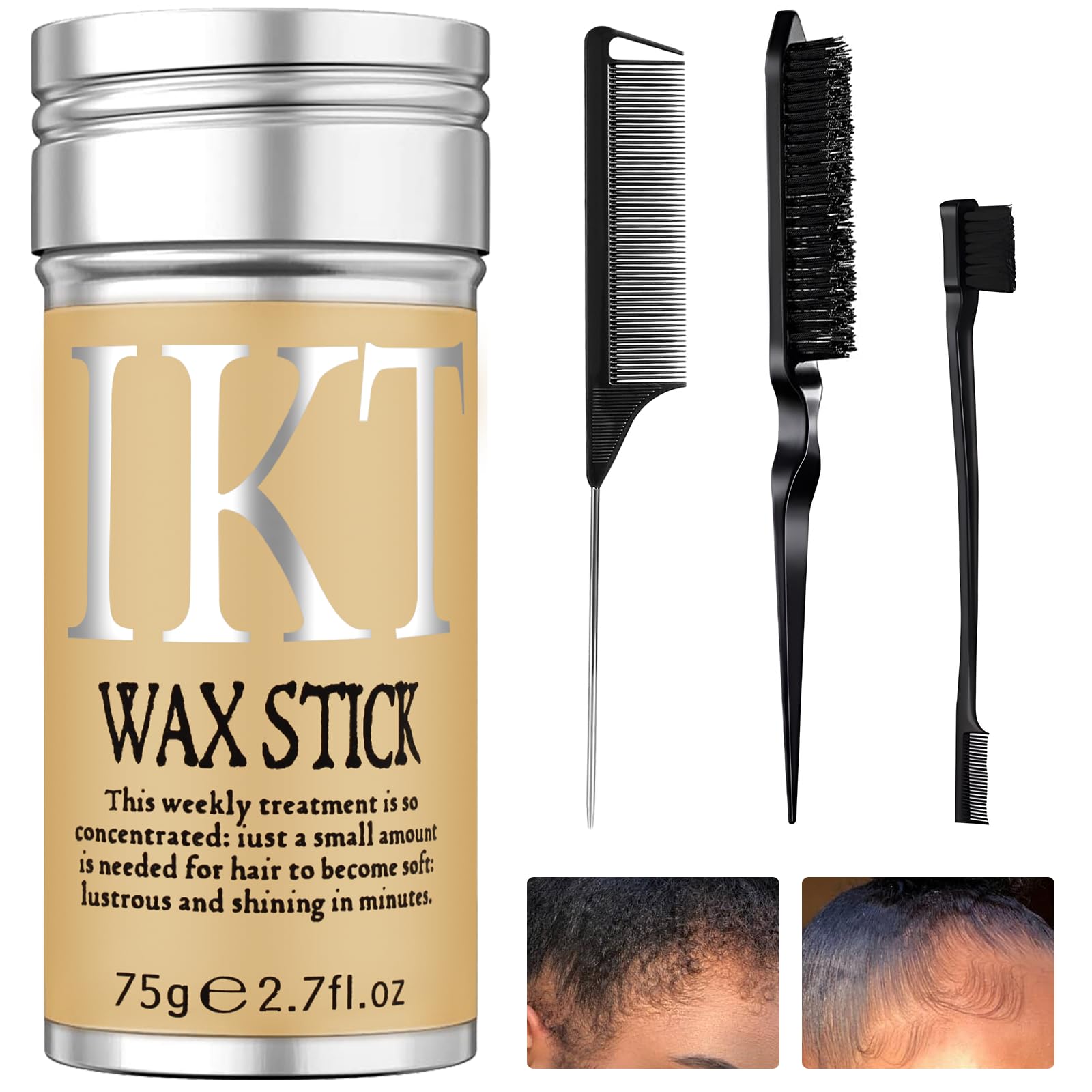 SOVONCARE wax stick with brushes smooths hairlines quickly and precisely.