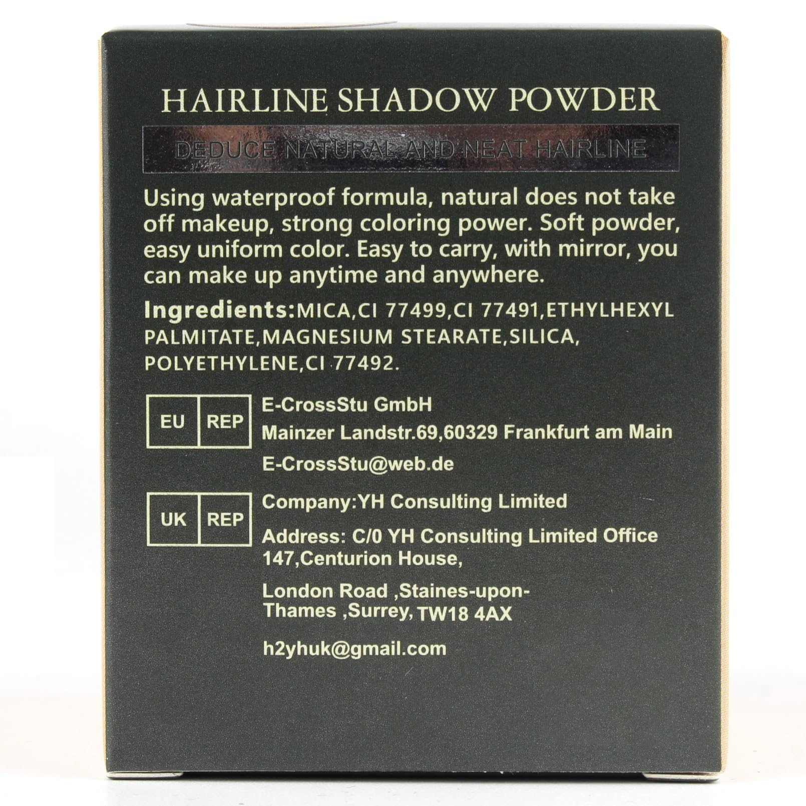 SOVONCARE Hairline Powder packaging highlights beeswax-based formula.