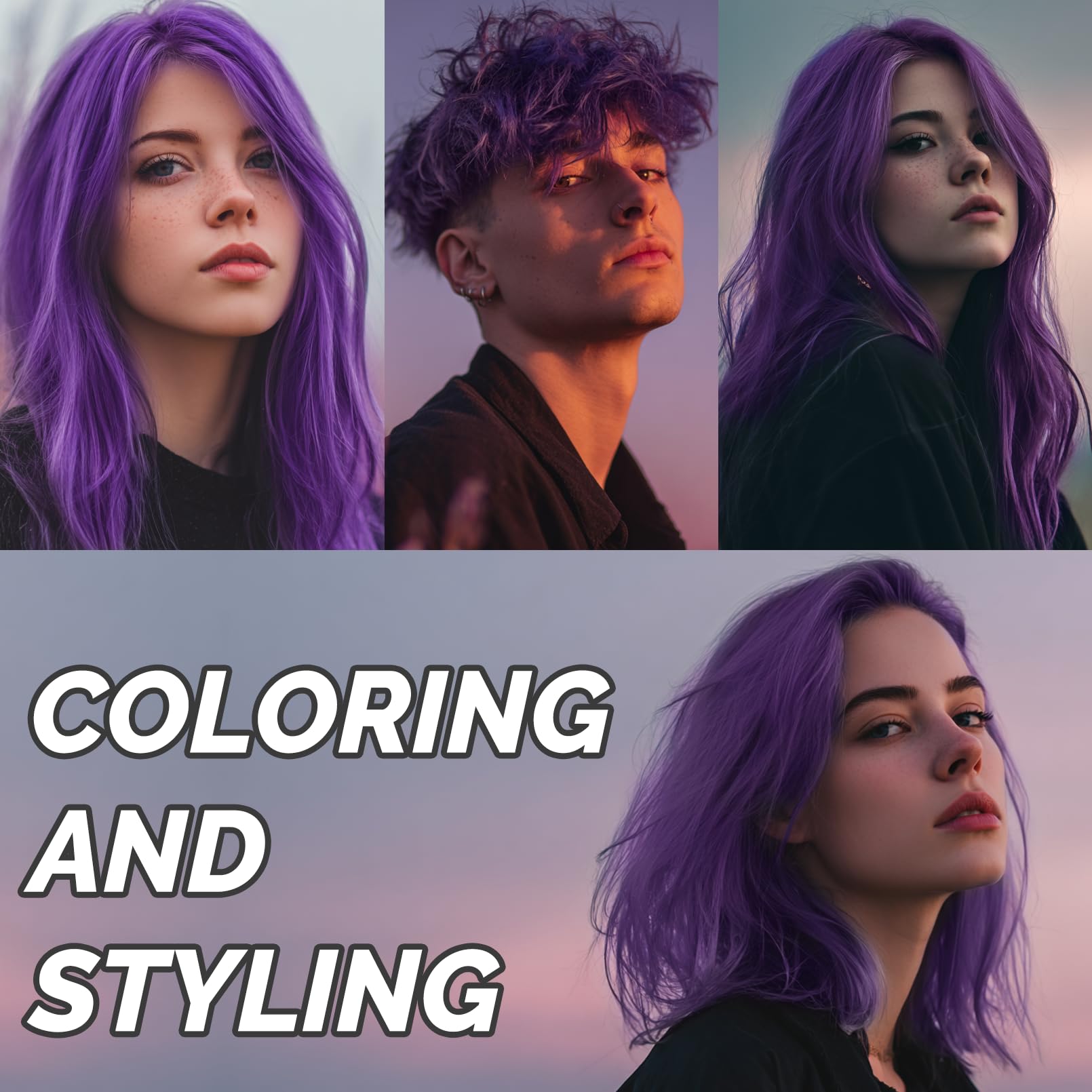 SOVONCARE purple temporary hair color wax applying on hair highlights easy styling