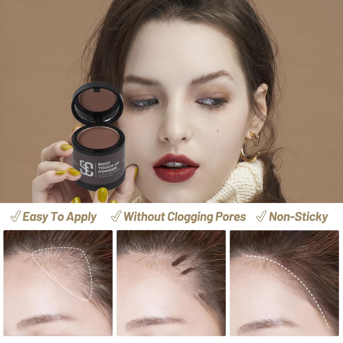 SOVONCARE root touch-up powder with mirror kit for on-the-go concealing