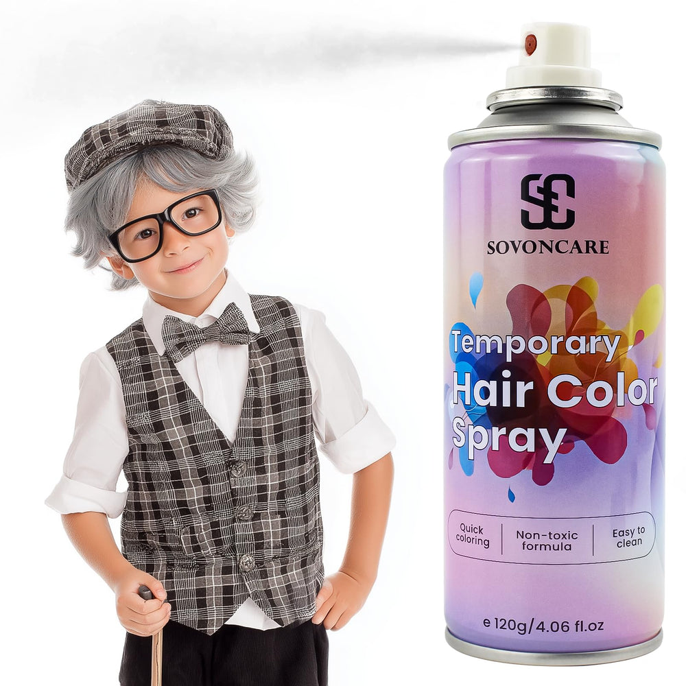 SOVONCARE silver gray temporary hair color spray bottle for quick style changes.