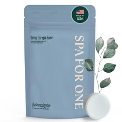 Spa For One eucalyptus shower steamer closeup showing natural oils for a refreshing start.