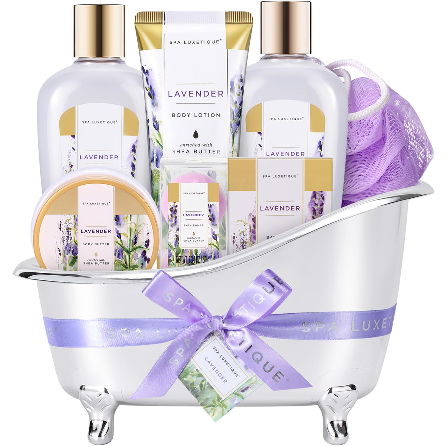 Spa Luxetique: cesta-regalo lavanda para relajación y cuidado diario.