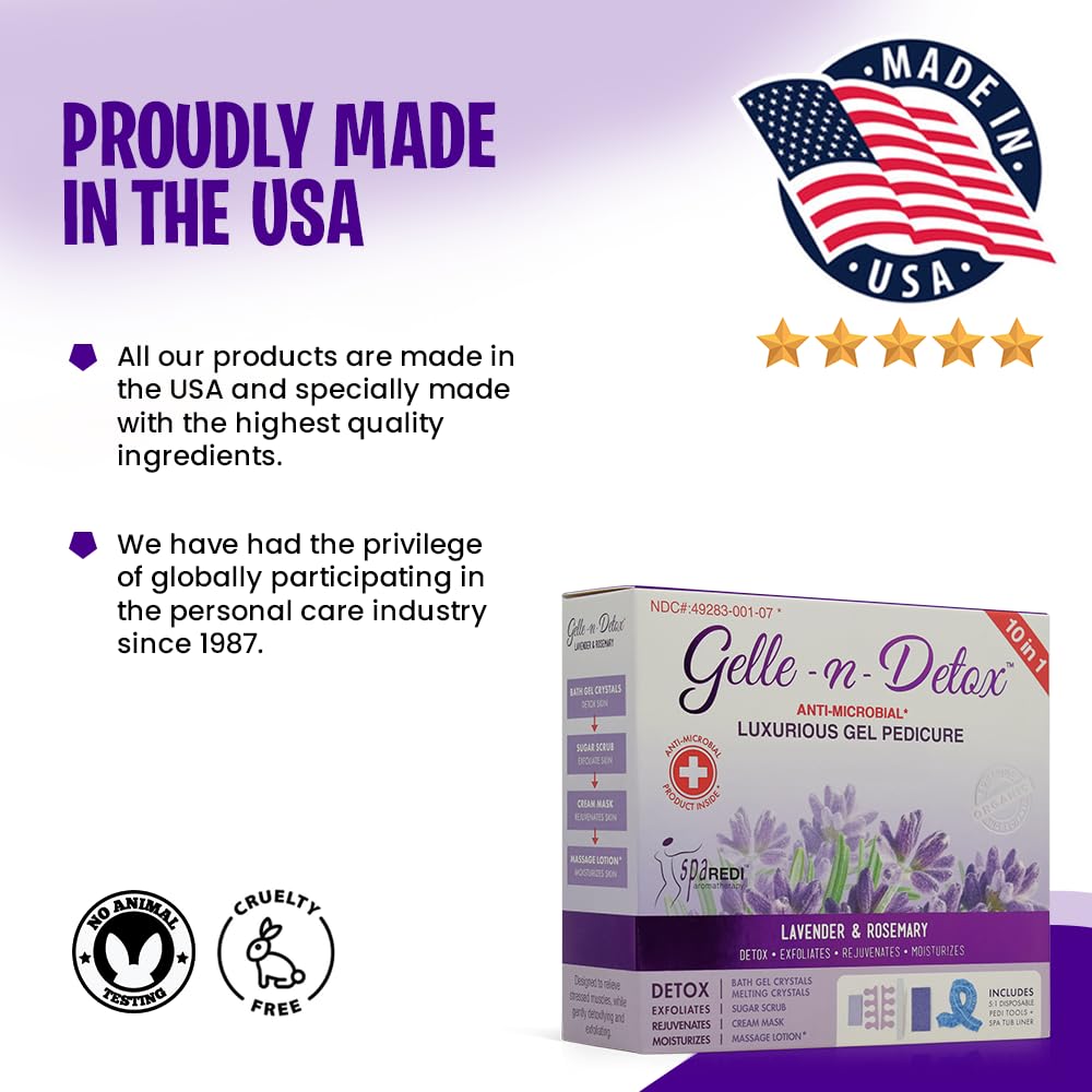 SPA REDI Gelle-n-Detox lavender and rosemary aroma enhances spa-like foot care.