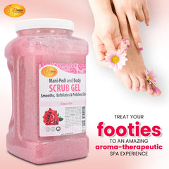 Panthenol and comfrey extract in SPA REDI scrub gel showing nourishing ingredients.