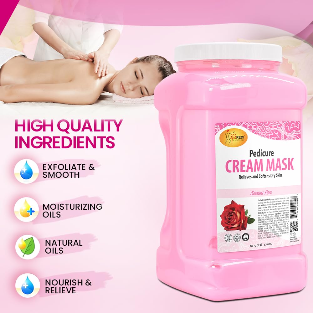 SPA REDI sensual rose scented scrub in a pampering pedicure scene.