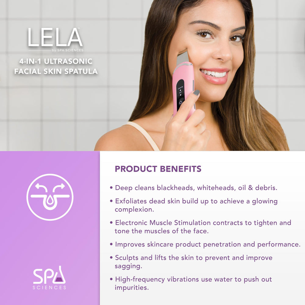 Spa Sciences LELA four-mode dial demonstrates versatile home skincare routines.