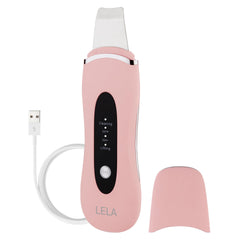 Spa Sciences LELA front view shows a sleek steel facial spatula for daily cleansing.