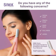 Spa Sciences SIMA dermaplaning tool powered-on image showcasing cordless operation.