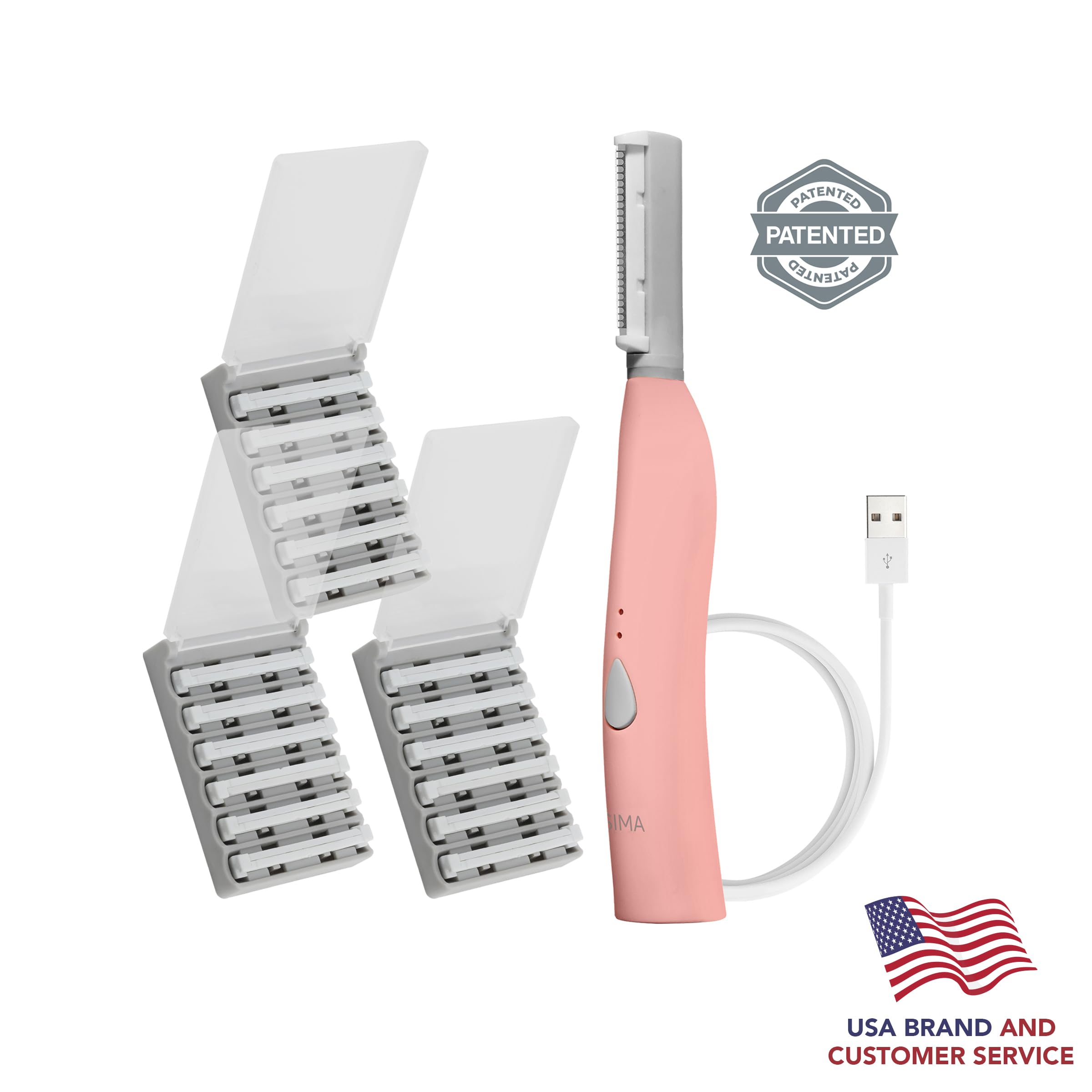 Spa Sciences SIMA dermaplaning tool side view highlighting ergonomic design for painless facial exfoliation.