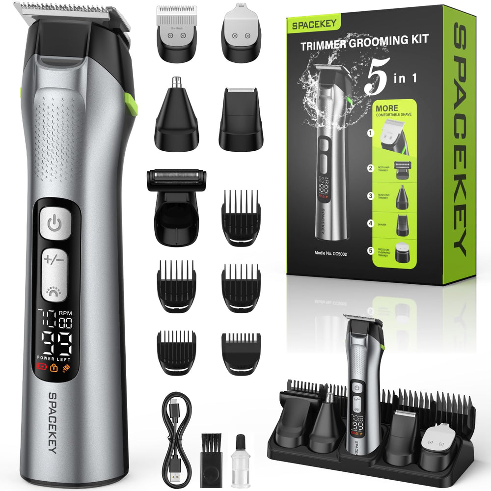 Spacekey beard trimmer with five heads for versatile at-home grooming.