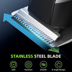 Spacekey LED display shows battery status for planning grooming sessions.
