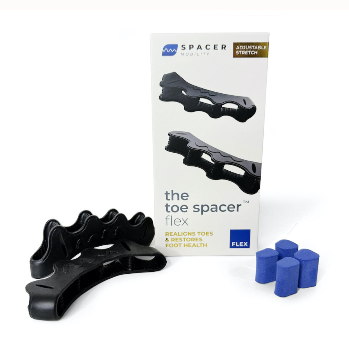 Spacer Mobility Toe Spacer Flex in adjustable setup for a personalized toe stretch.