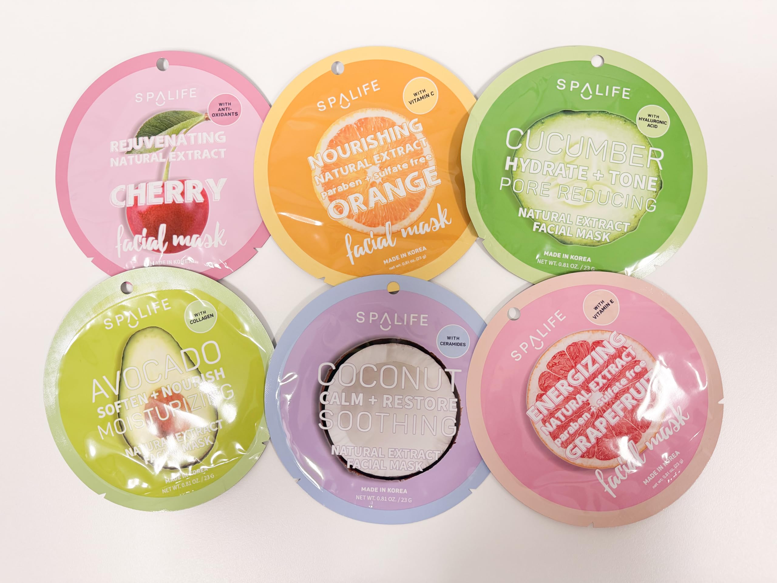 SpaLife pack 24 mascarillas fruta, conveniencia para el cuidado diario