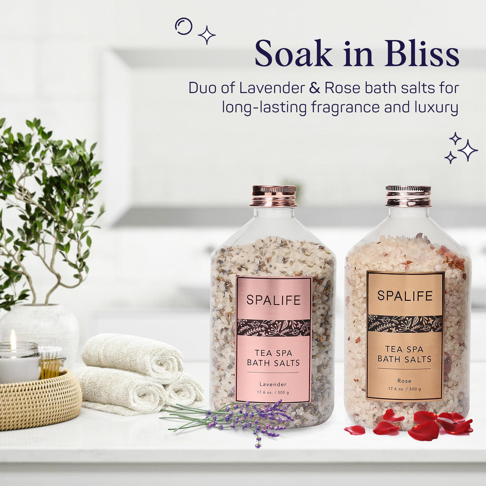 SpaLife sal de baño con pétalos de rosa reales, ideal para un ritual de spa en casa.