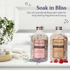SpaLife sal de baño con pétalos de rosa reales, ideal para un ritual de spa en casa.