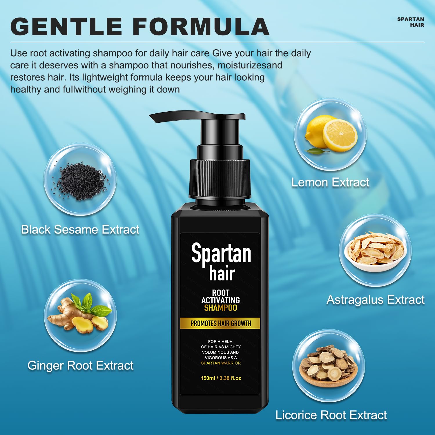 SPARTAN HAIR champú, enfoque en cuero cabelludo, favorece la circulación y vitalidad capilar
