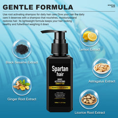 SPARTAN HAIR champú, enfoque en cuero cabelludo, favorece la circulación y vitalidad capilar
