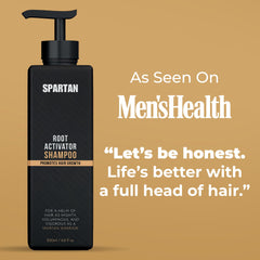 SPARTAN Root Activator Shampoo leaf extract close-up highlights natural ingredients for scalp care.