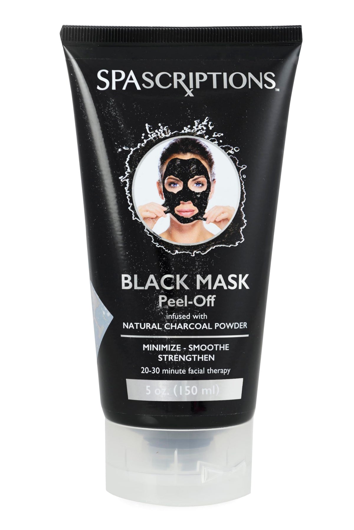 SpaScriptions Charcoal Mask close-up showing deep pore cleansing and impurity removal.