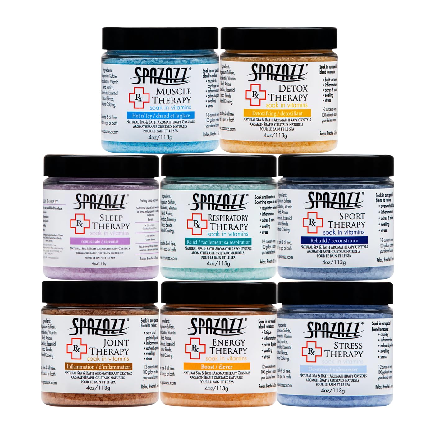 Spazazz RX Therapy Muscle crystals for targeted relief and muscle relaxation.
