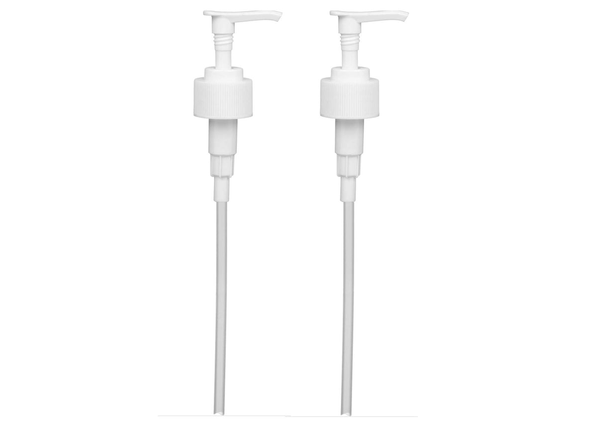 Speak Naturals white pump closeup shows smooth dispensing
