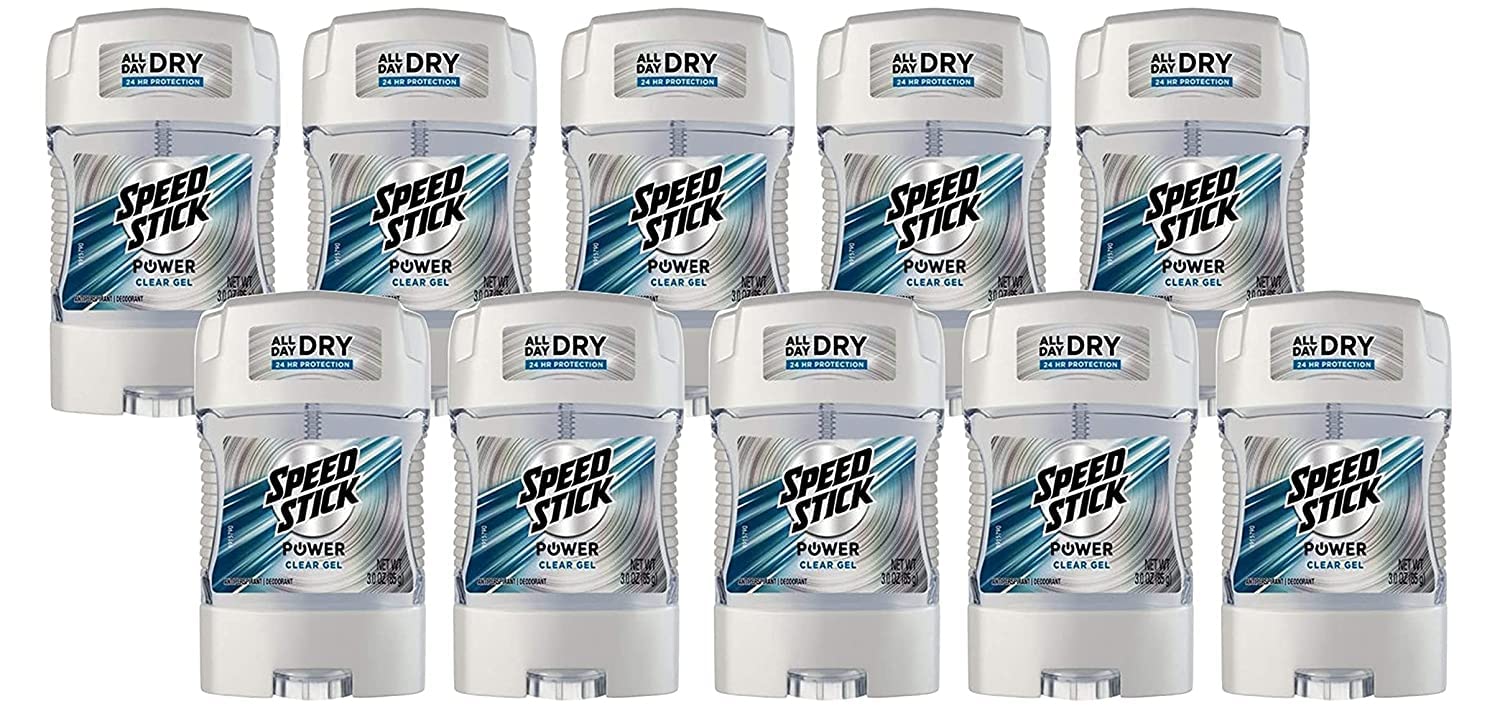 Speed Stick Power Gel ten-pack front view packaging for everyday protection