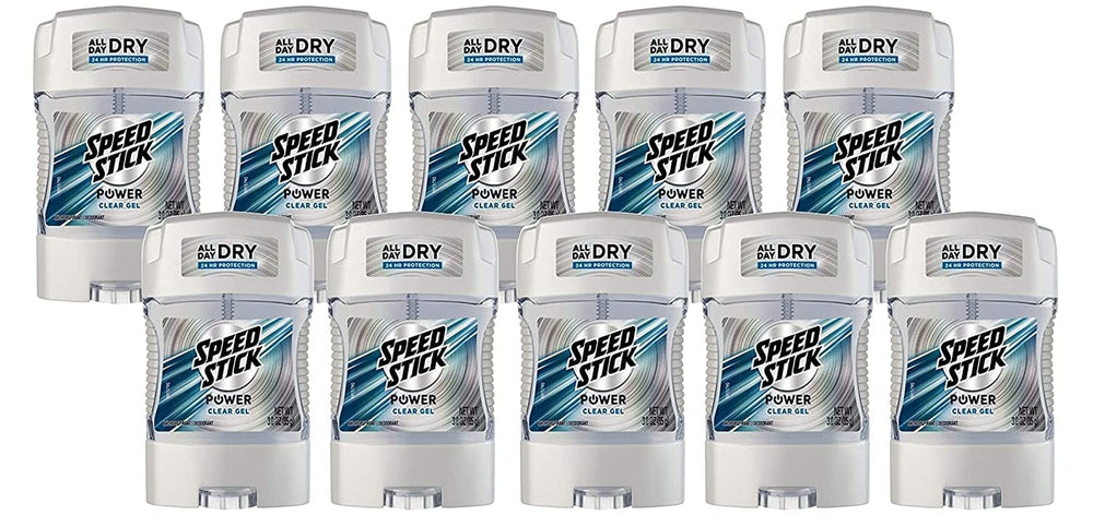 Speed Stick Power Gel ten-pack front view packaging for everyday protection