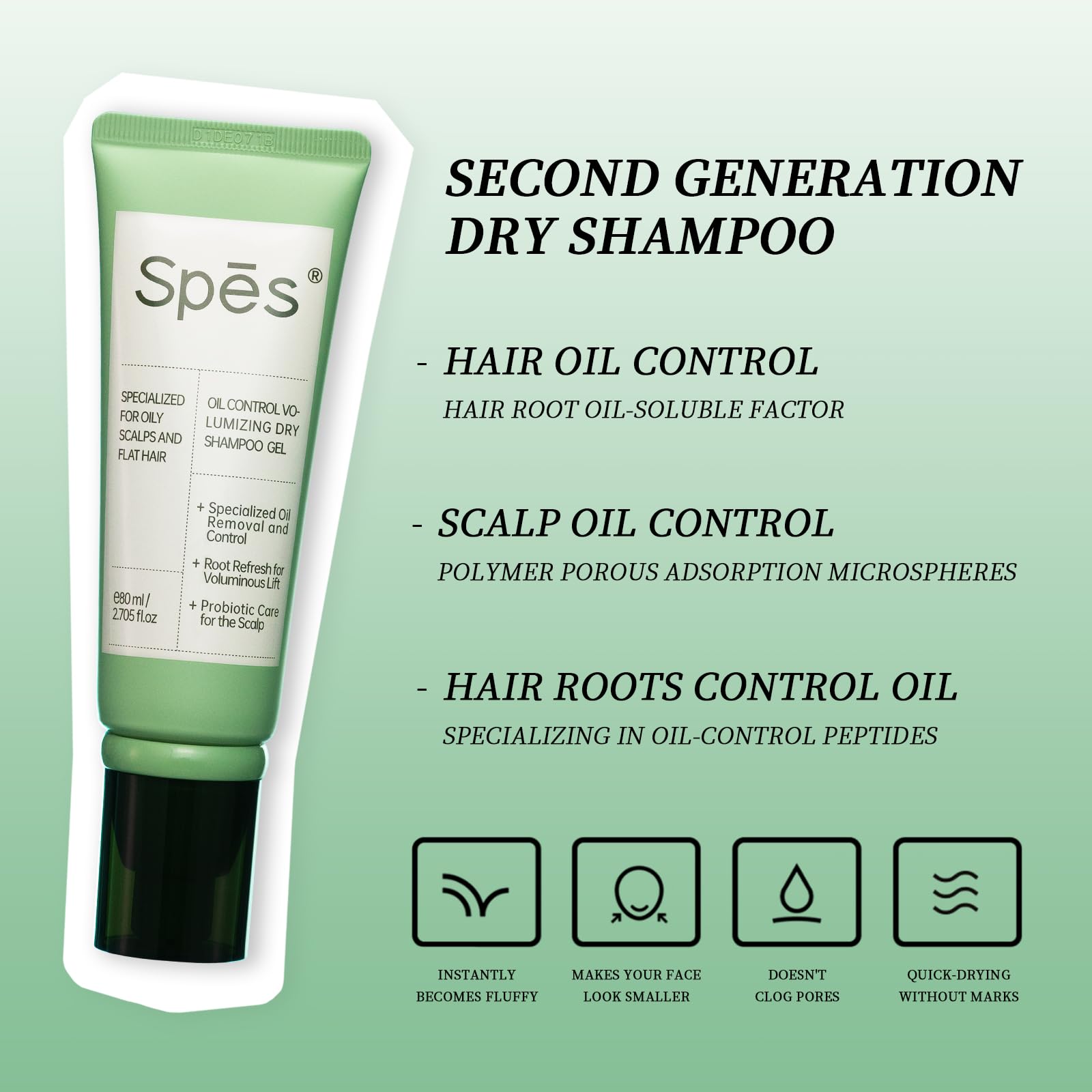 Spes Dry Shampoo Segunda Generación, aplicación rápida para cabello fresco y con volumen
