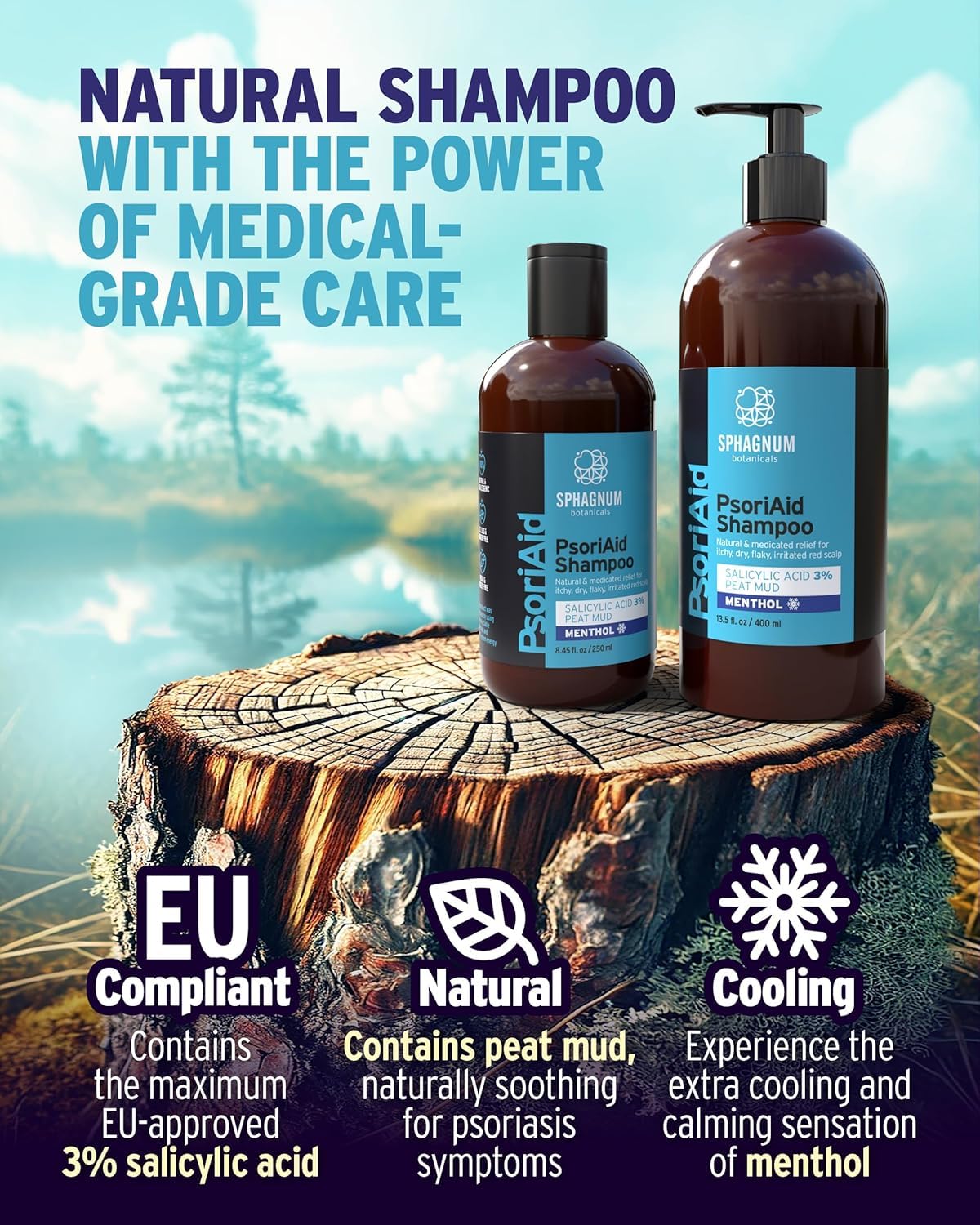 Sphagnum Botanicals Menthol cooling sensation during wash for instant relief.